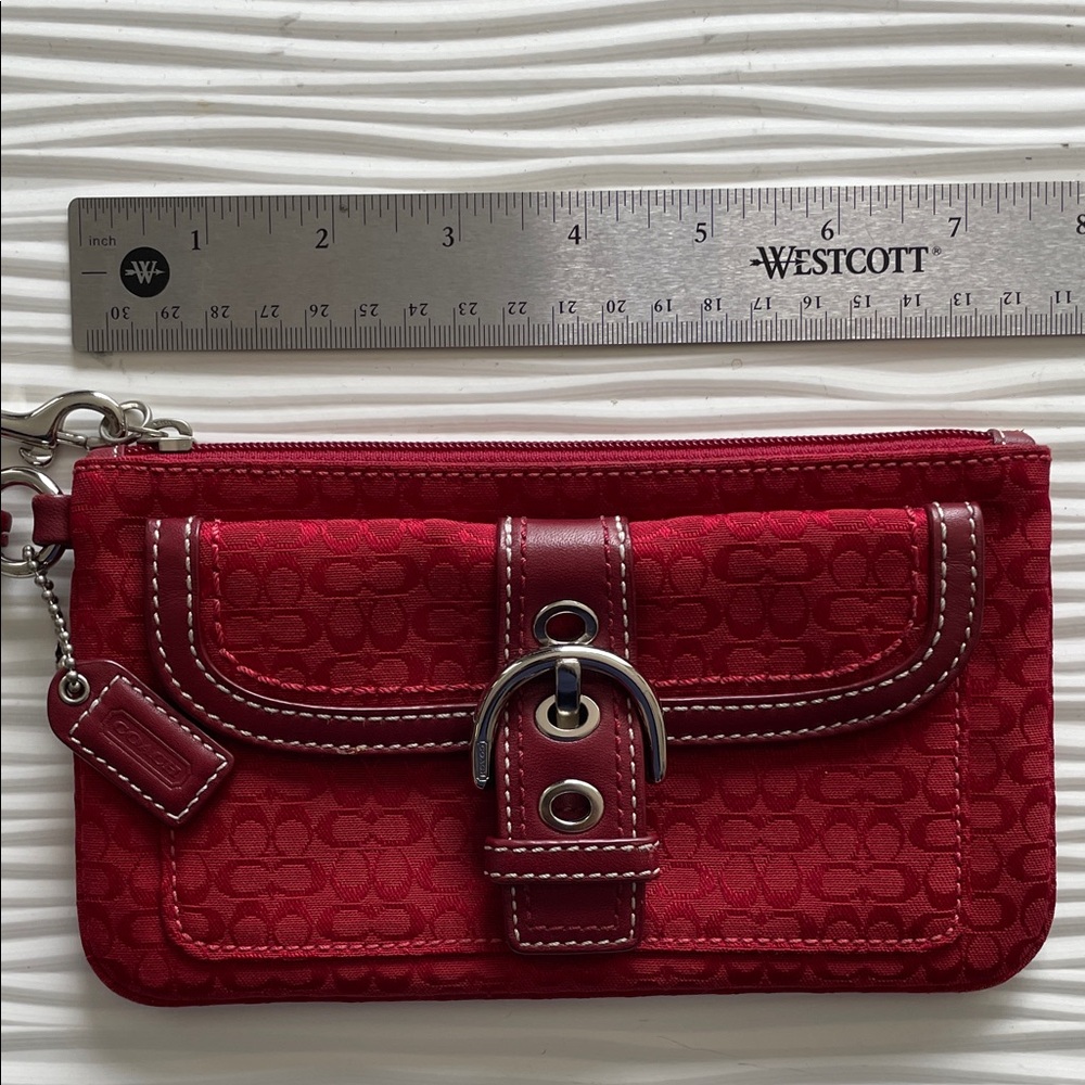 Coach Red Wristlet with Silver Buckle
